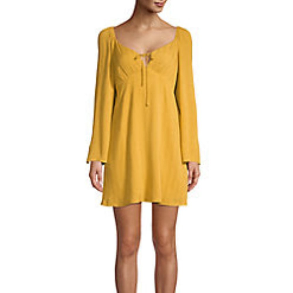 June and Hudson  Long Sleeve Peasant Dress Color: YELLOW Size: Large